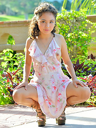 Teens4Free presents: Stunning brunette young Isabel shows tiny tits and spreads her legs outdoor